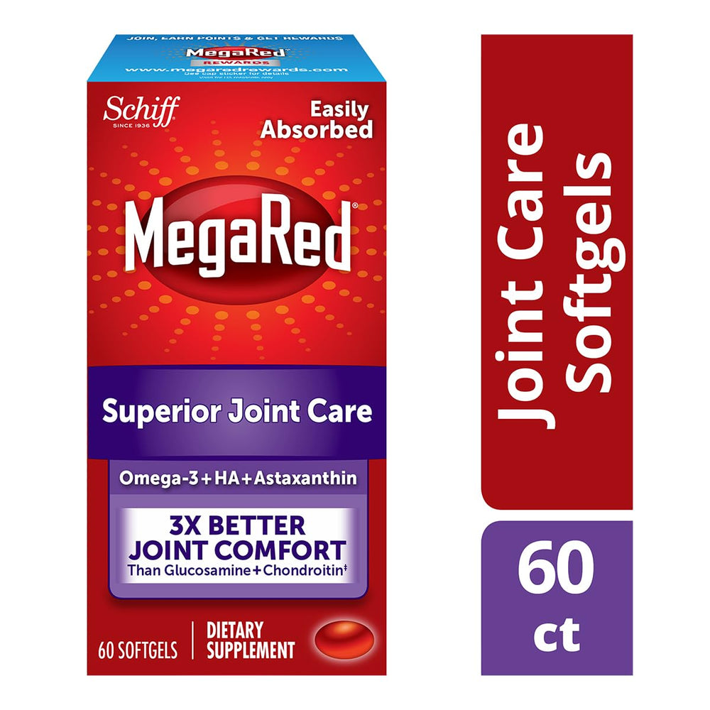 MegaRed Krill Oil Joint Care bottle back label with benefits