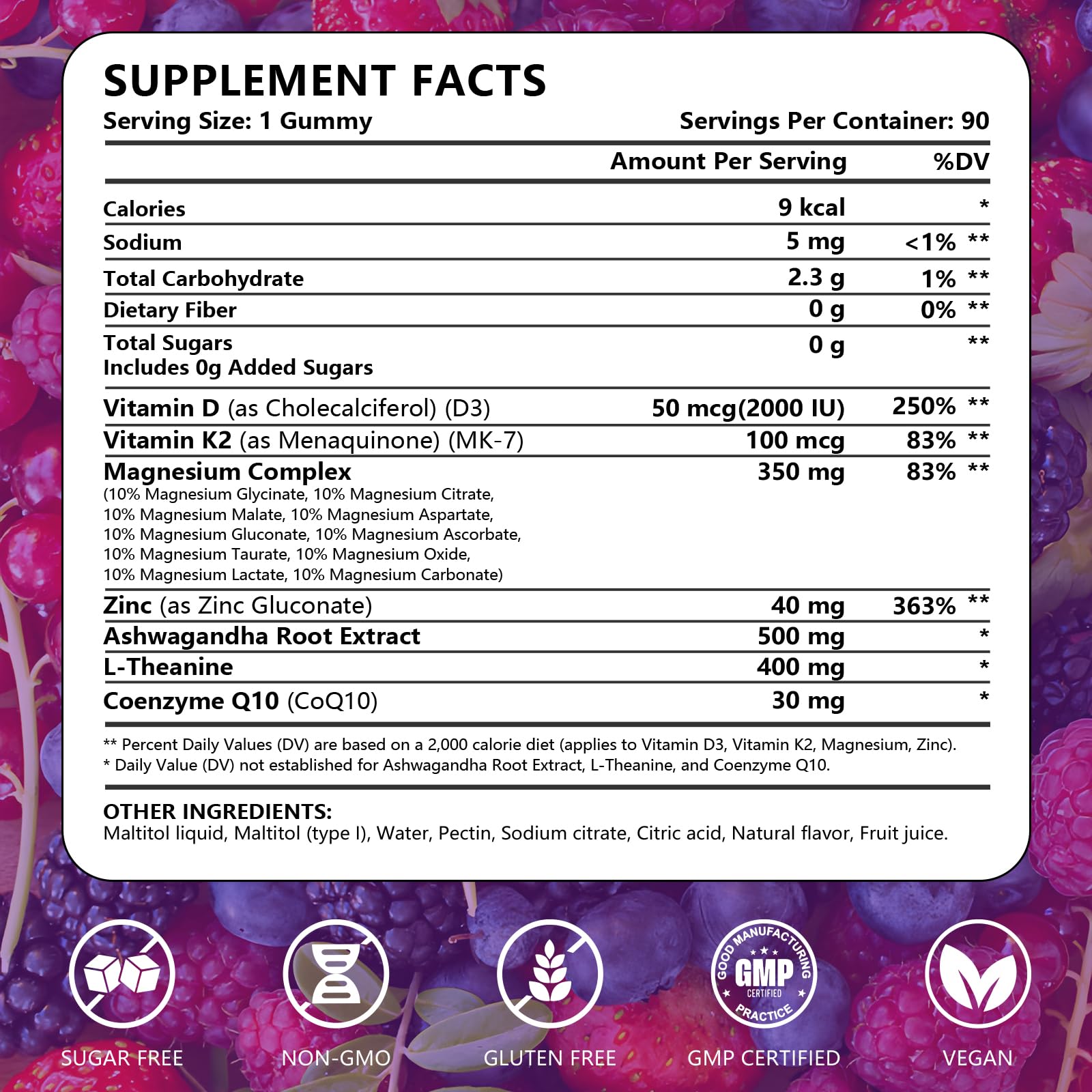 Close-up of sugar-free magnesium gummies