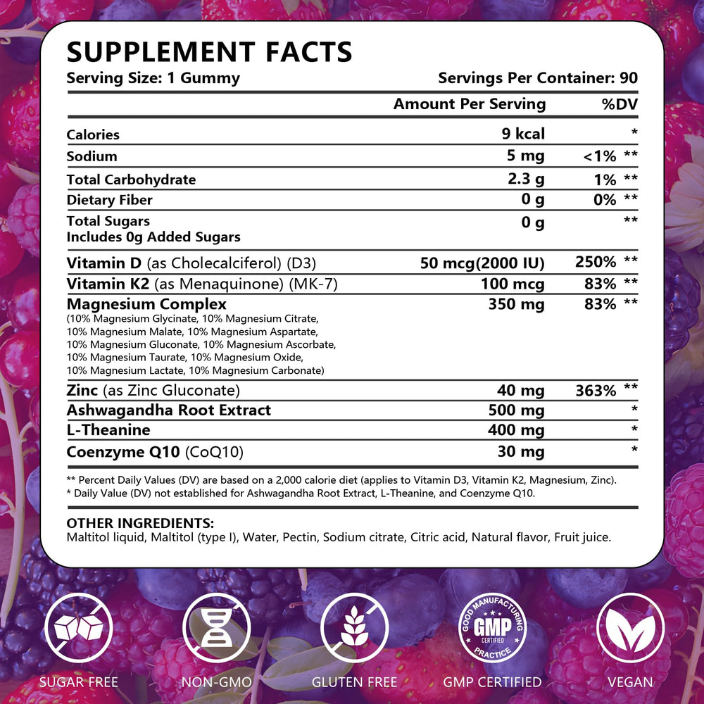 Close-up of sugar-free magnesium gummies