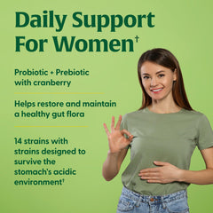 Illustration of cranberry and probiotic capsules for women's digestive health