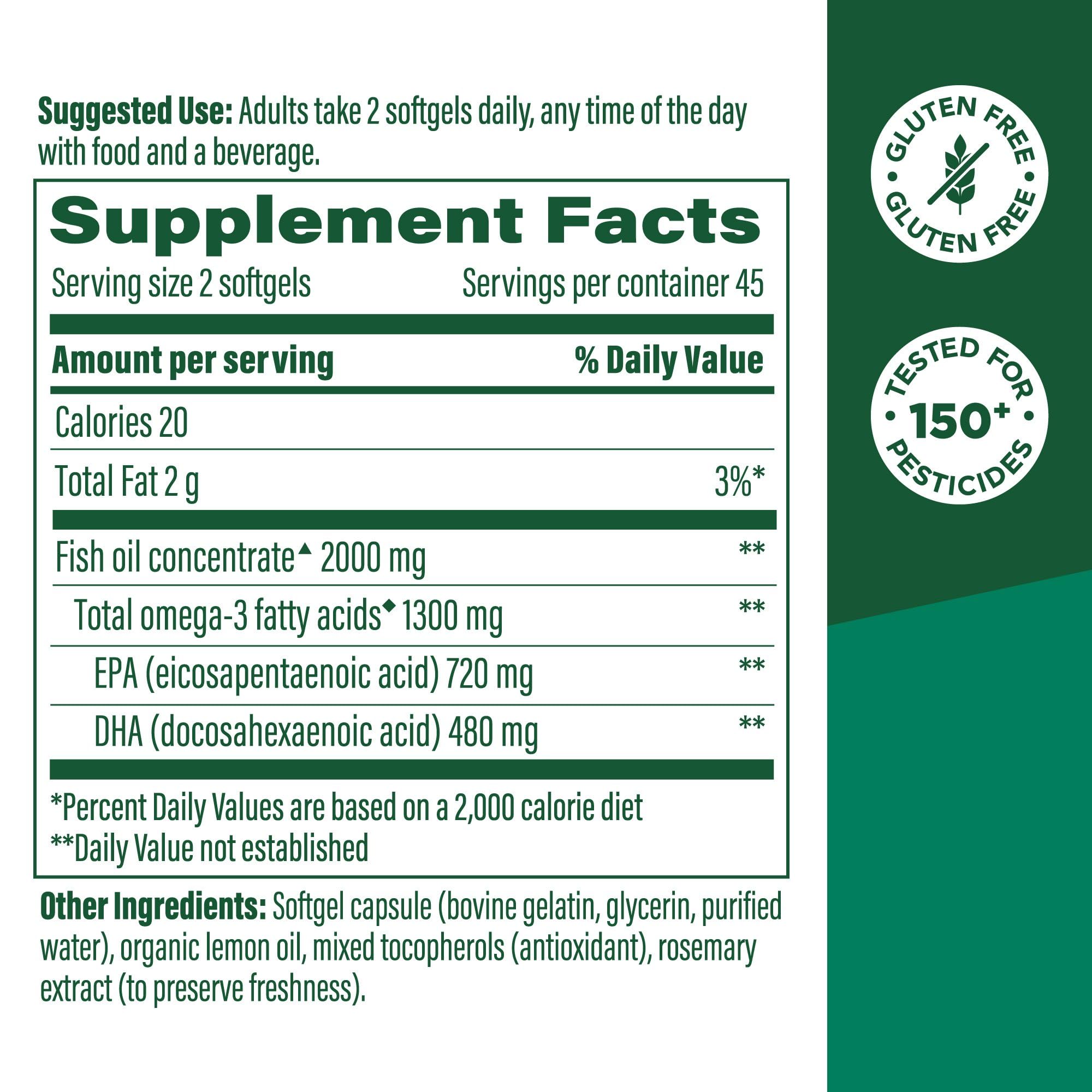 Close-up of MegaFood Omega-3 softgels bottle (90 softgels)