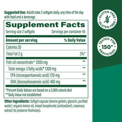 Close-up of MegaFood Omega-3 softgels bottle (90 softgels)