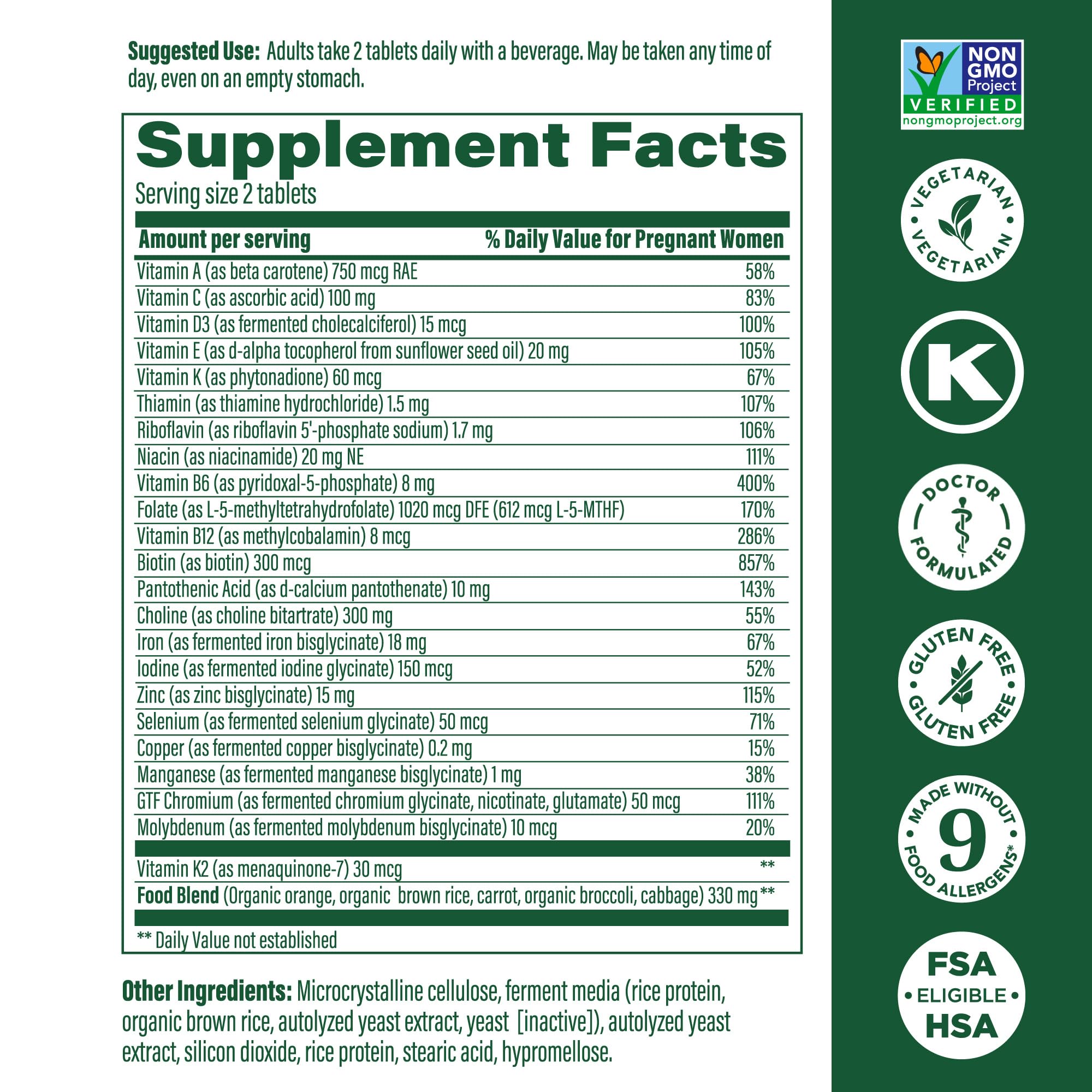 Choline and methyl folate ingredients for prenatal support
