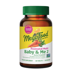 Bottle of MegaFood Baby & Me 2 Postnatal Vitamins for Breastfeeding