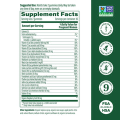 Close-up of raspberry-flavored prenatal gummy