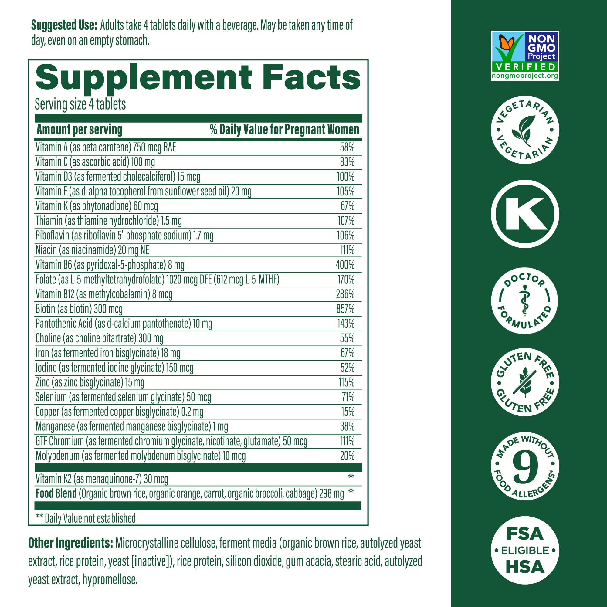 Full packaging of MegaFood Baby & Me 2 Prenatal Multi Minis