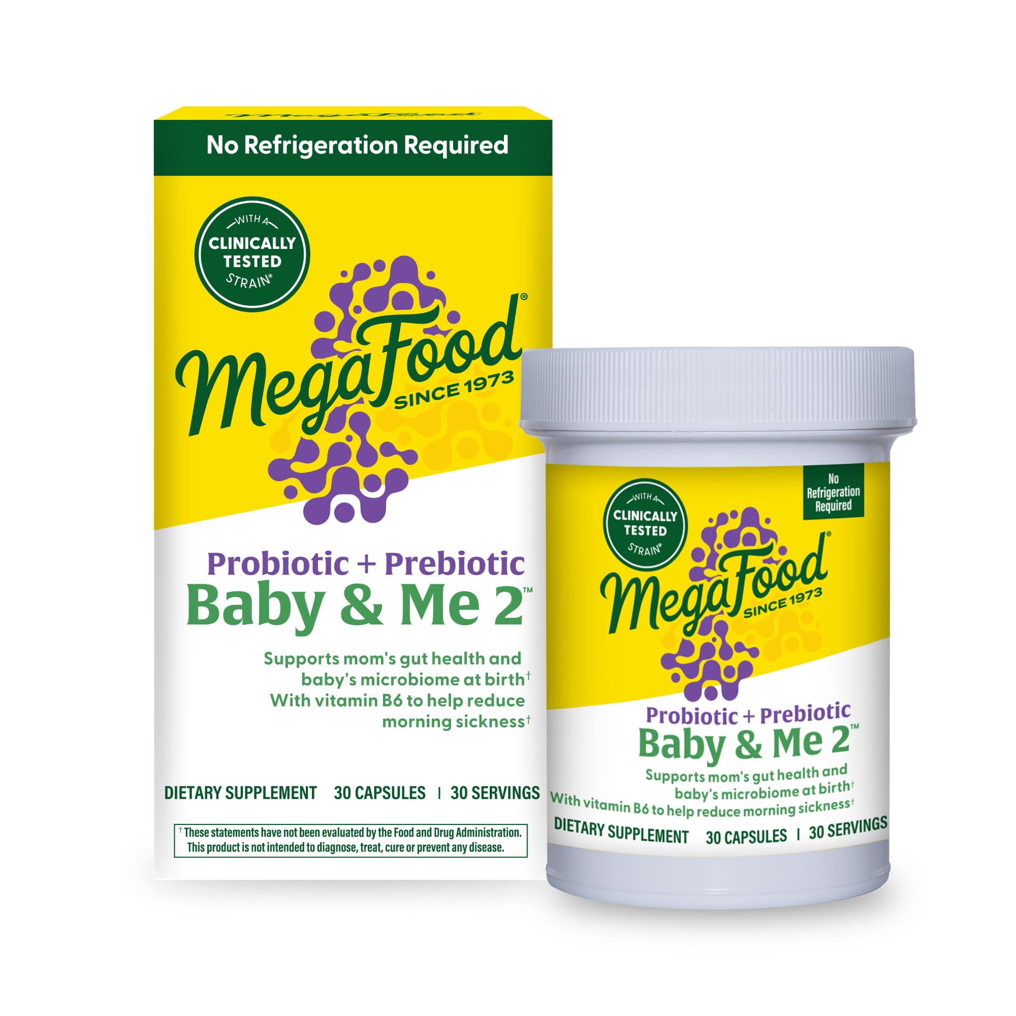 MegaFood Baby & Me 2 Prenatal Probiotic bottle with label
