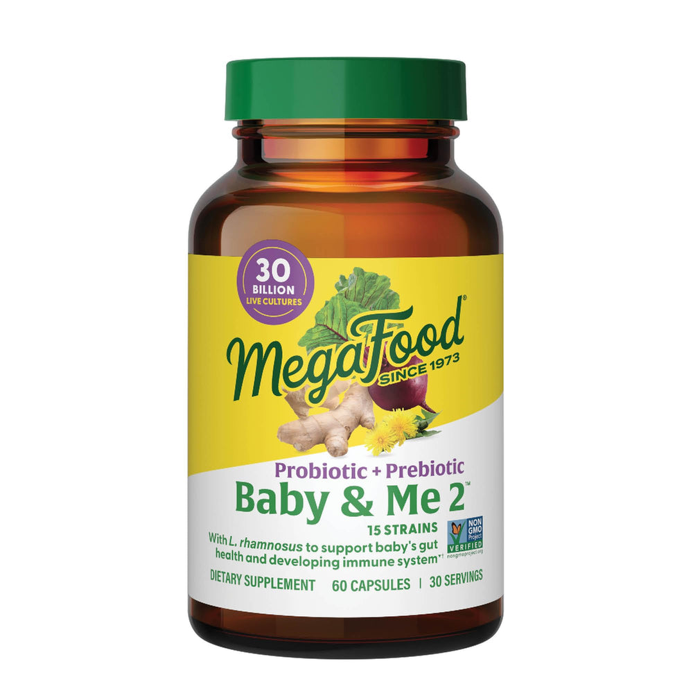 MegaFood Baby & Me 2 Prenatal Probiotics bottle front view