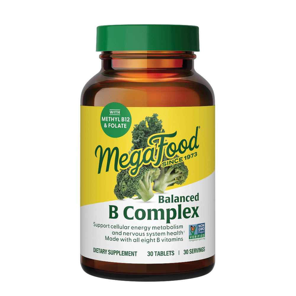MegaFood Balanced B Complex bottle on a white background