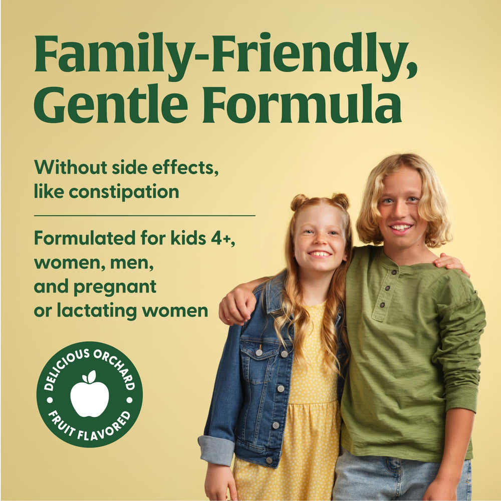 Family-friendly iron supplement for kids ages 4+ and adults, including pregnant or lactating women