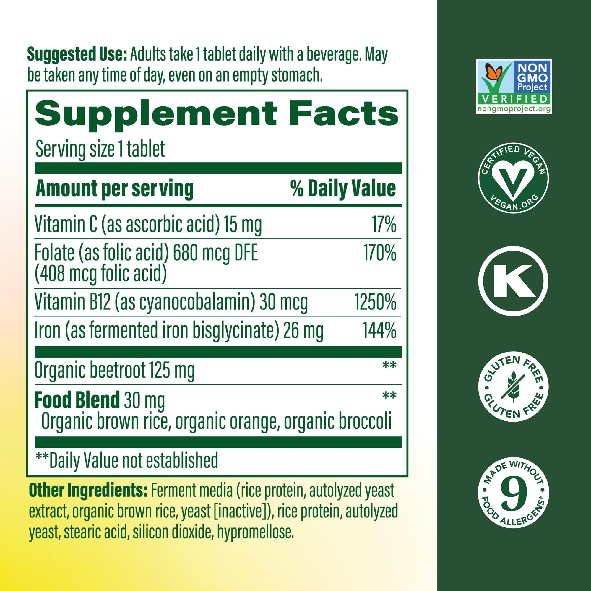Blood Builder tablets close-up showing gentle iron formula.