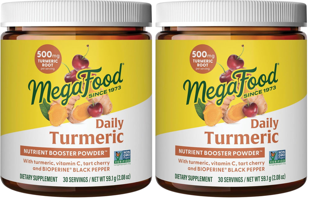 Front view of MegaFood Daily Turmeric Nutrient Booster Powder packaging
