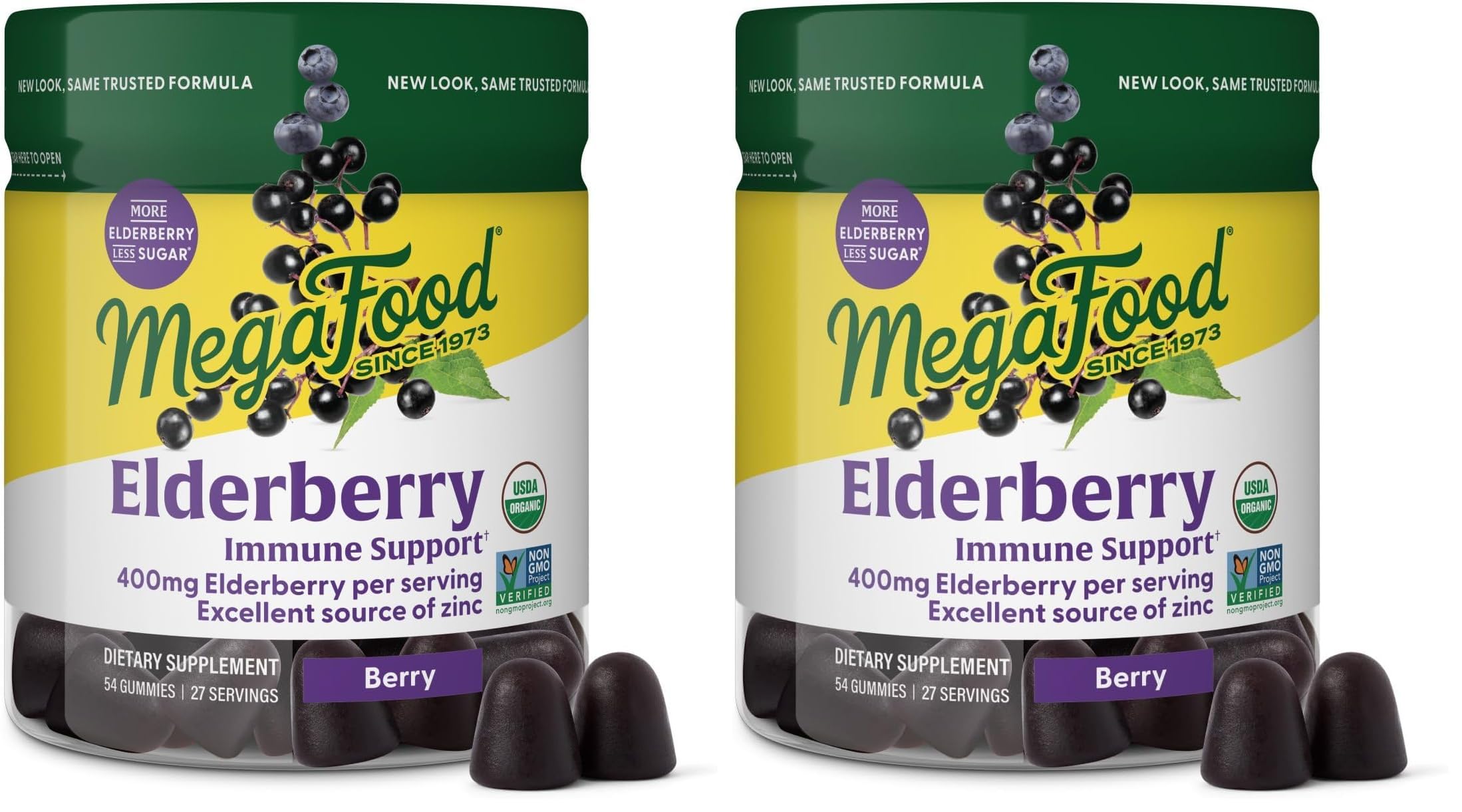 Hero image: MegaFood Elderberry Immune Support Gummies in a two-pack