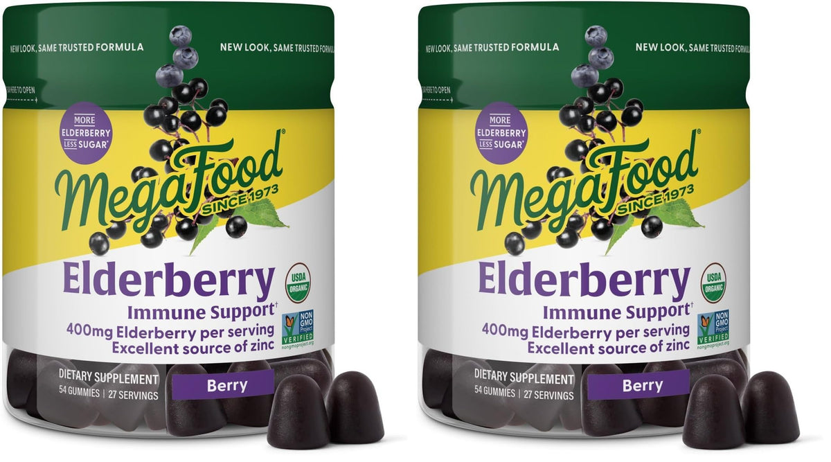 Hero image: MegaFood Elderberry Immune Support Gummies in a two-pack