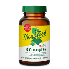 MegaFood Kids B Complex bottle label showing 8 B vitamins