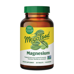 MegaFood Magnesium bottle with label showing 90 tabs