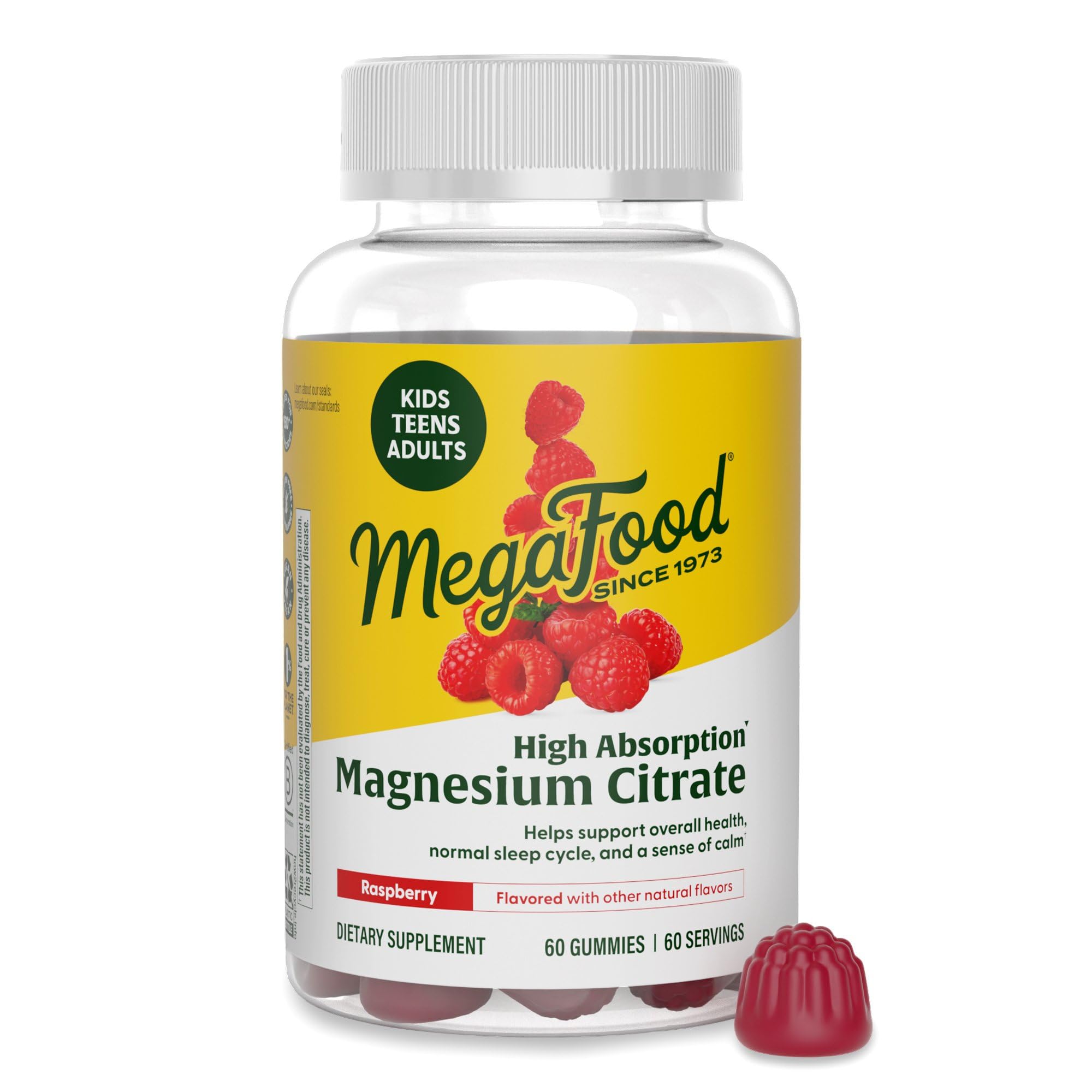 Bottle of MegaFood Magnesium Citrate Gummies, 60 vegan servings