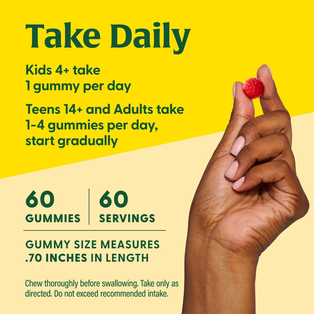 Family-friendly gummies suitable for adults, teens, and kids four and older