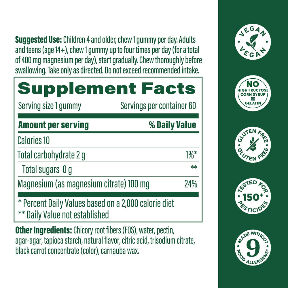 Close-up of raspberry-flavored Magnesium Citrate Gummies