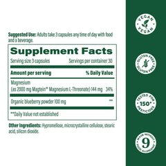 Close-up of Magtein clinically studied ingredient label.