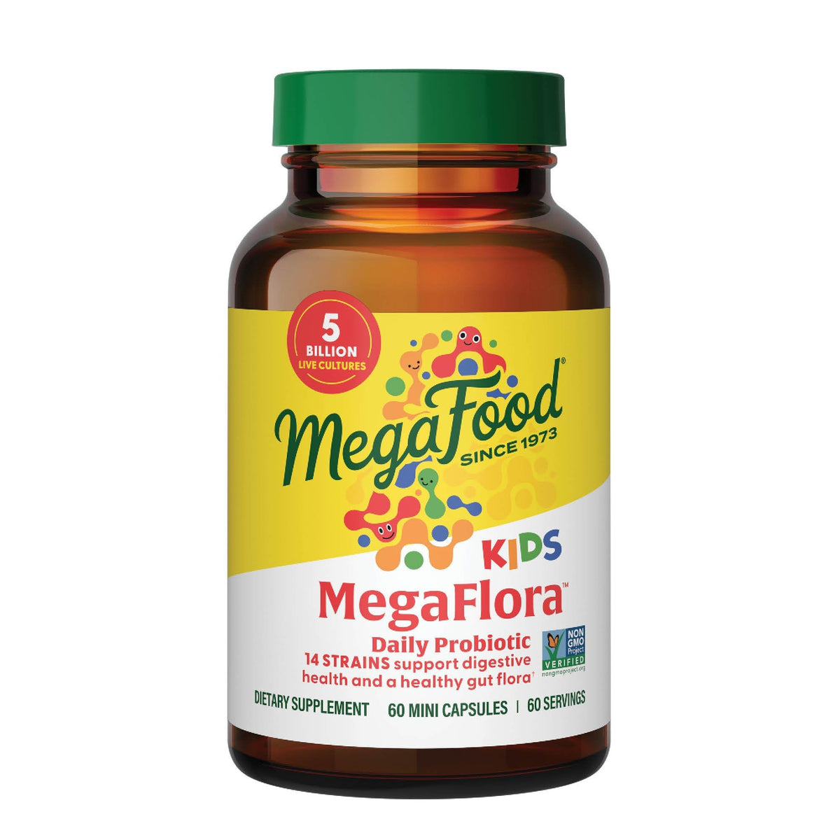 Megaflora Kids Probiotics bottle with 60 mini capsules