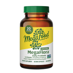 MegaFood MegaFlora Probiotic bottle with 60 mini capsules