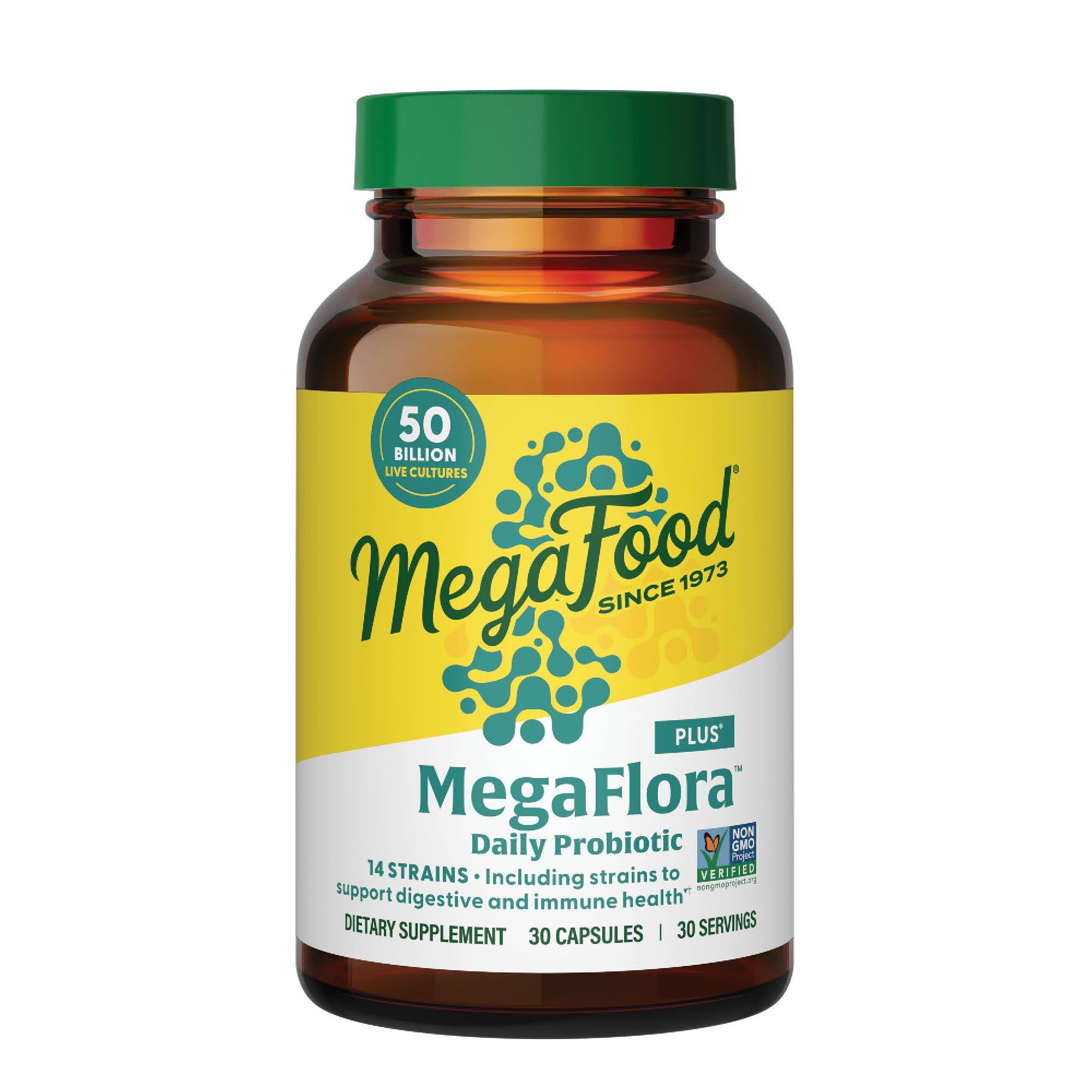 MegaFood MegaFlora Probiotic Plus bottle and label
