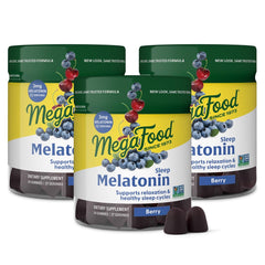 Front view of MegaFood Melatonin Gummies Berry bottle