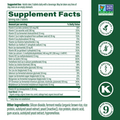 Close-up of MegaFood Men 40+ multivitamin bottle label