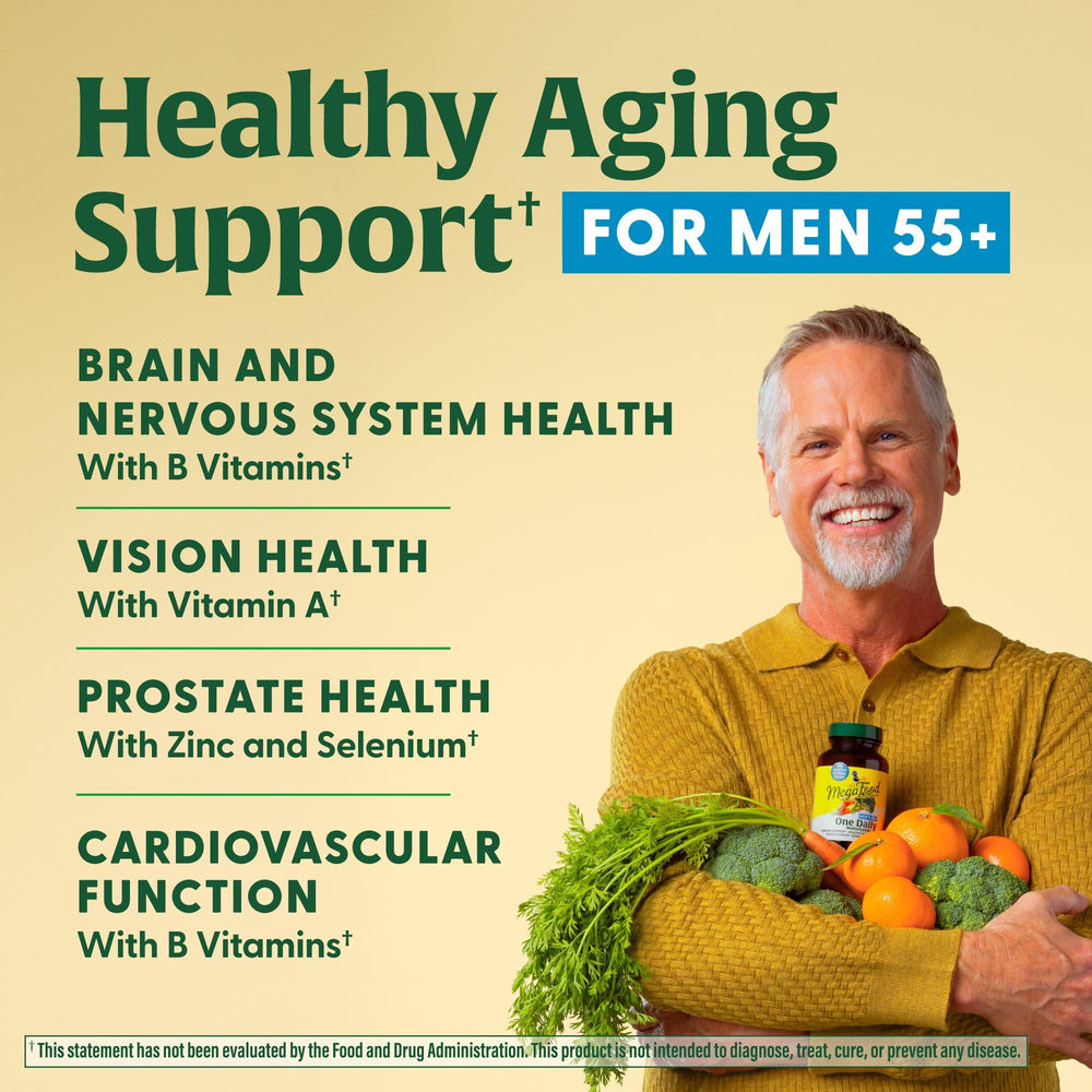 Real food ingredients used in MegaFood Men's 55+ multivitamin