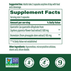 Quercetin with Bromelain capsules close-up