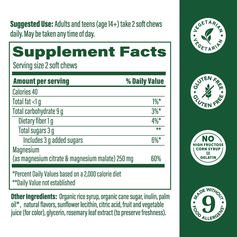 Close-up of MegaFood Relax + Calm Magnesium grape soft chews