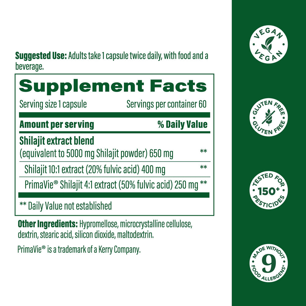 Close-up of MegaFood Shilajit capsules