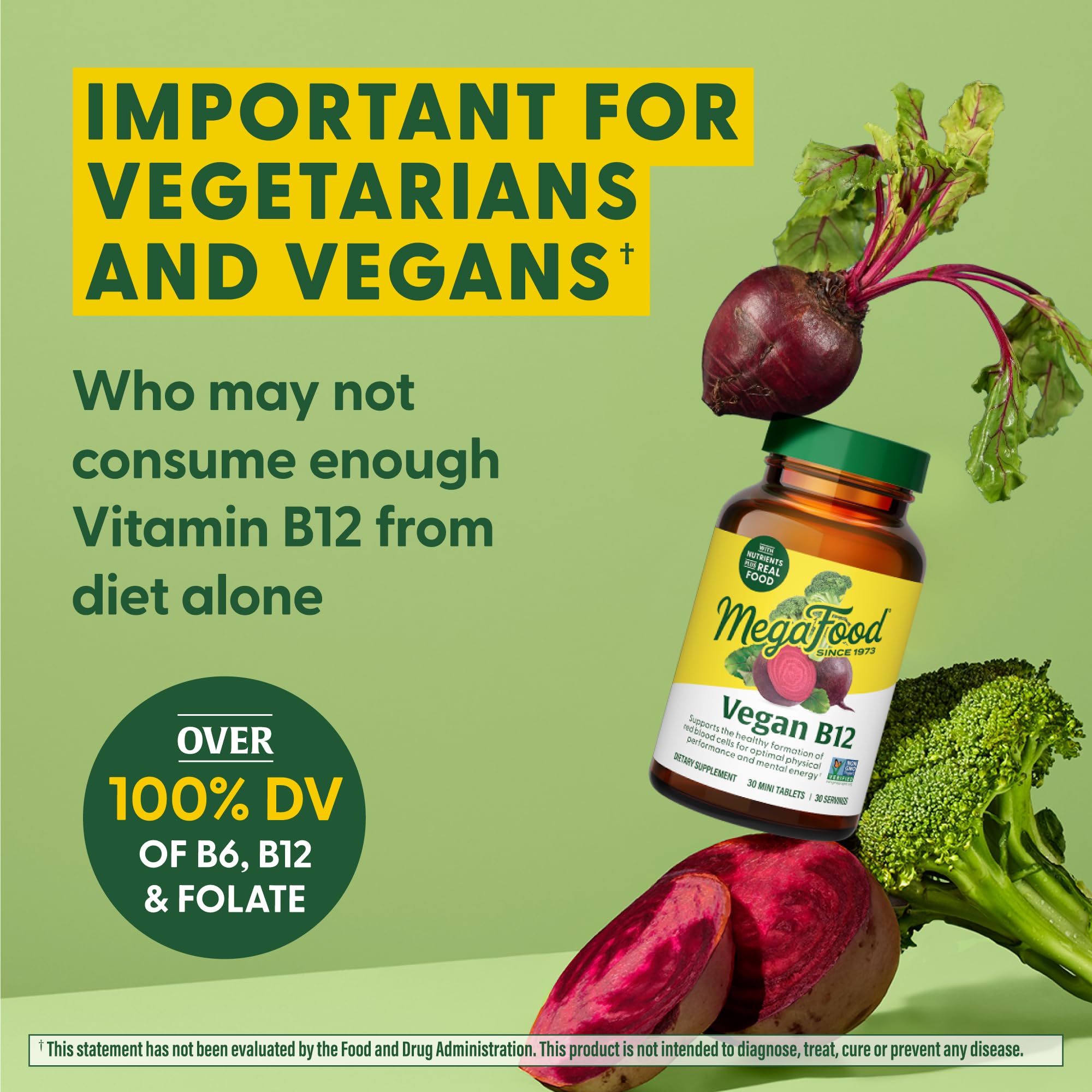 Ingredients panel of MegaFood Vegan B12 with B6 and Folic Acid