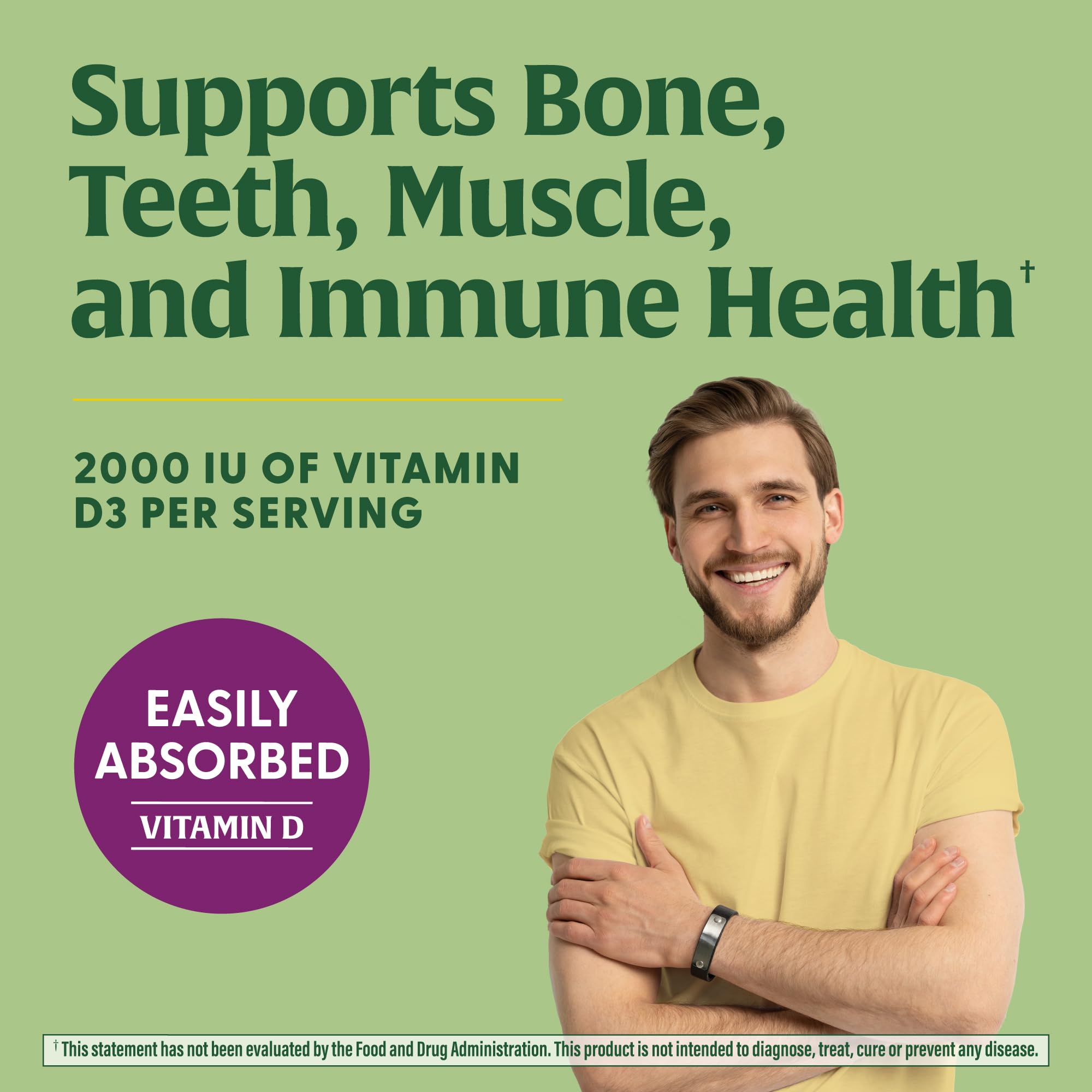Nutrition label showing 2000 IU Vitamin D3 per serving