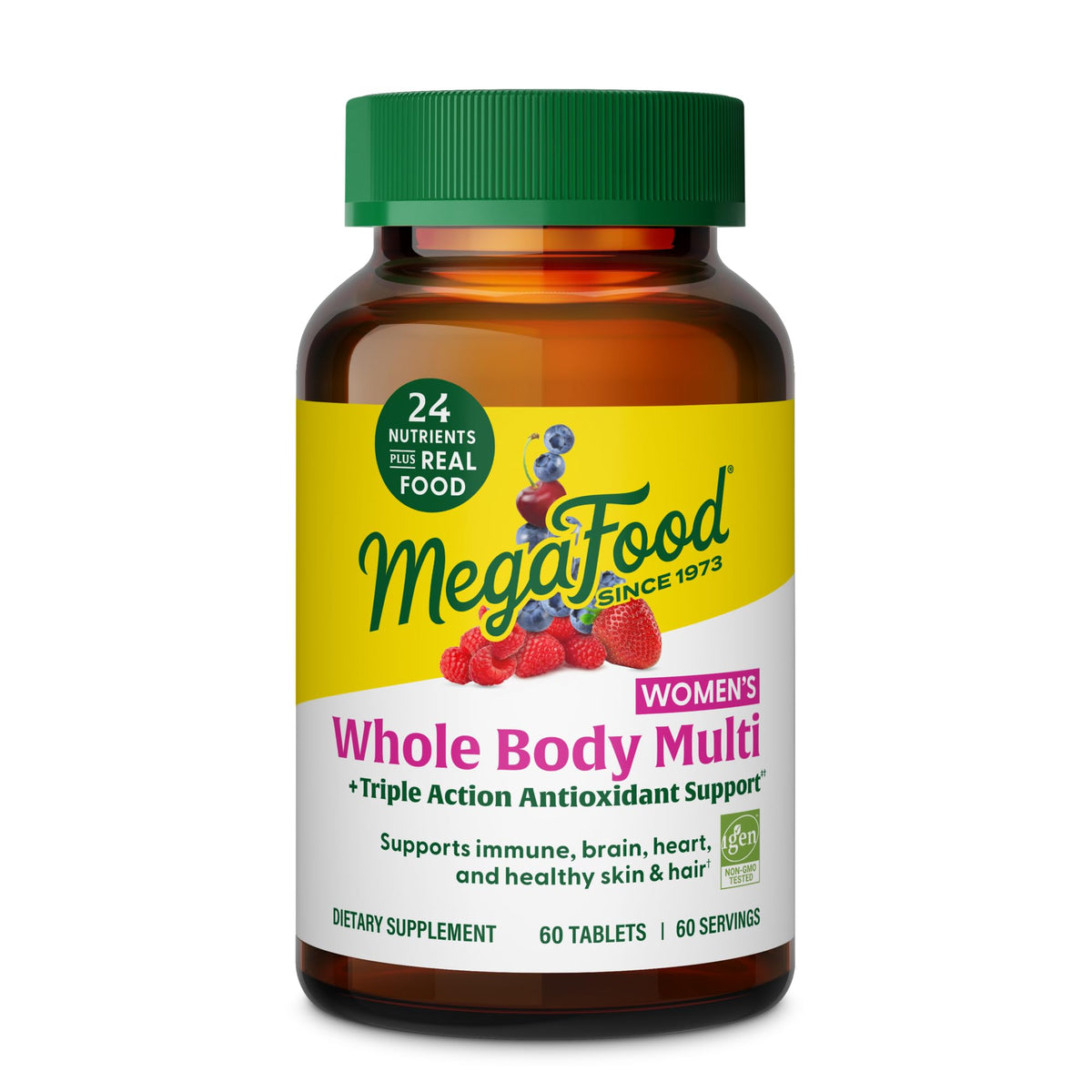 Bottle of MegaFood Whole Body Methylated Multivitamin for Women – 60 tablets