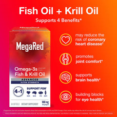 Nutrition facts label on Megared Omega-3 Krill 900mg bottle