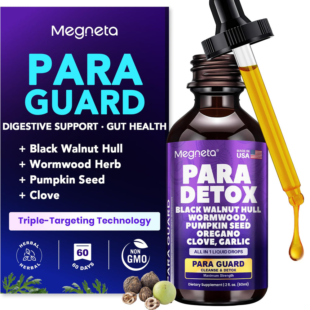 MEGNETA wormwood blend bottle closeup highlighting potent detox blend for gut balance