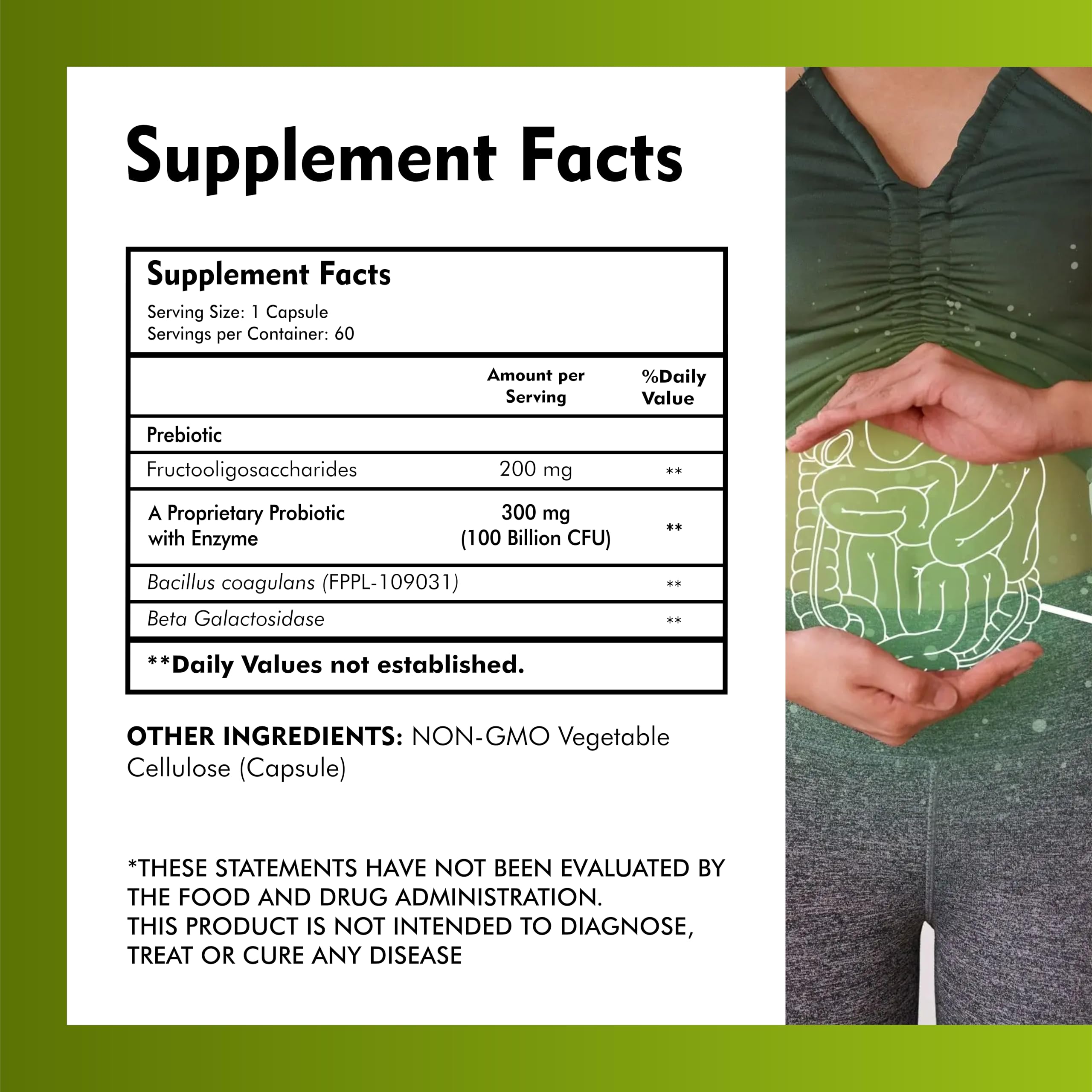 Front view of MEIBOTAN probiotic bottle on white background.