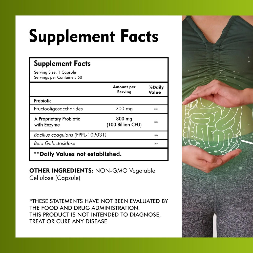 Front view of MEIBOTAN probiotic bottle on white background.