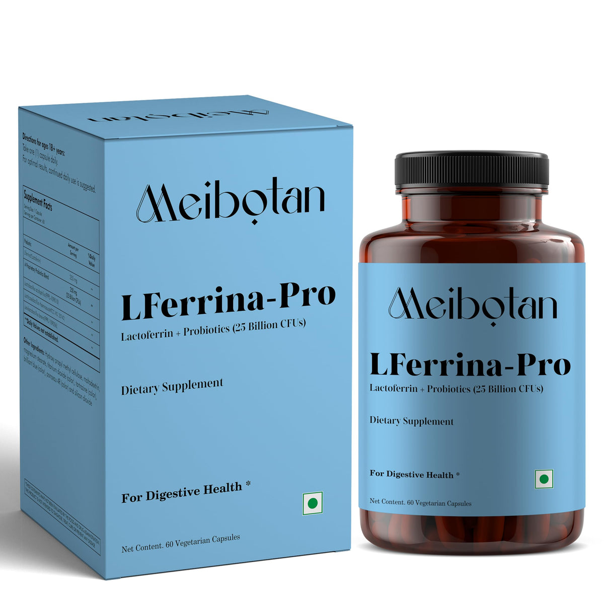MEIBOTAN Lactoferrin with Probiotics bottle - 60 vegan capsules