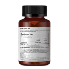 Close-up of L-Leucine ingredients label