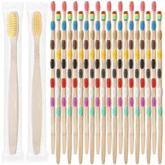 Mekueeex 120-piece bamboo toothbrushes in assorted colors for bulk packaging