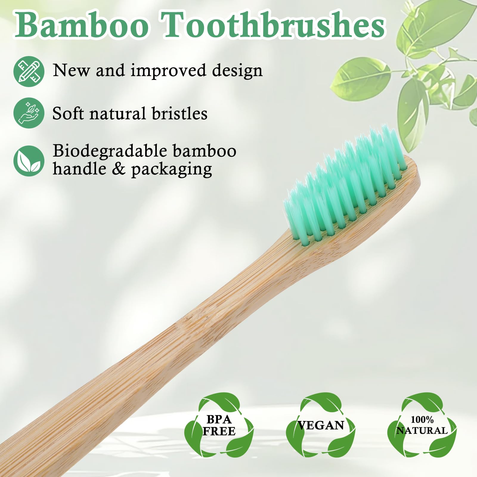 Soft nylon bristles on a bamboo handle for gentle brushing