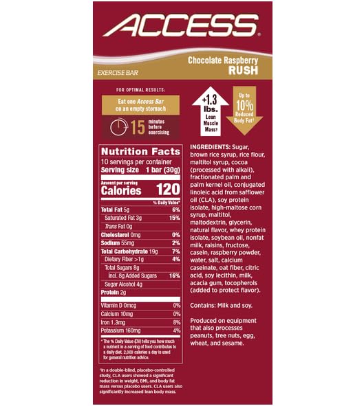 Pack of 10 Melaleuca Access Chocolate Raspberry Rush bars