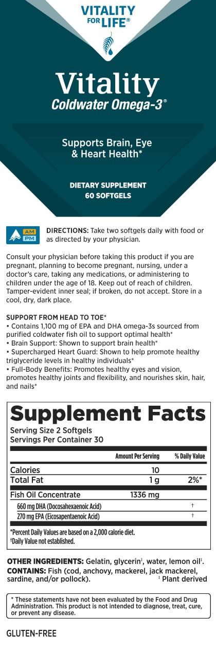 Two softgel capsules next to the bottle