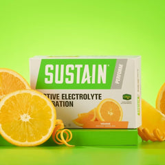 Nutrition facts panel for Sustain Sport Orange Splash