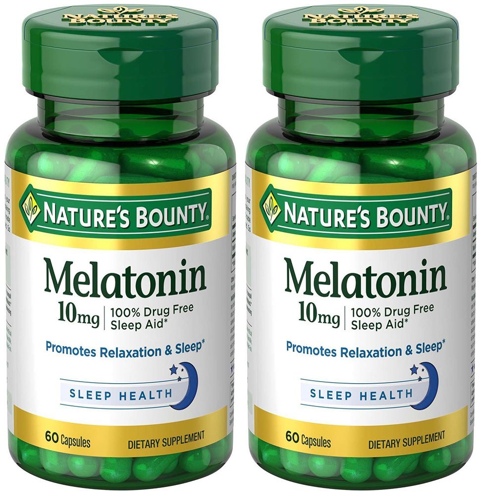 Two bottles of Melatonin 10 mg (60 count) Nature's Bounty sleep support