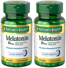 Two bottles of Melatonin 10 mg (60 count) Nature's Bounty sleep support