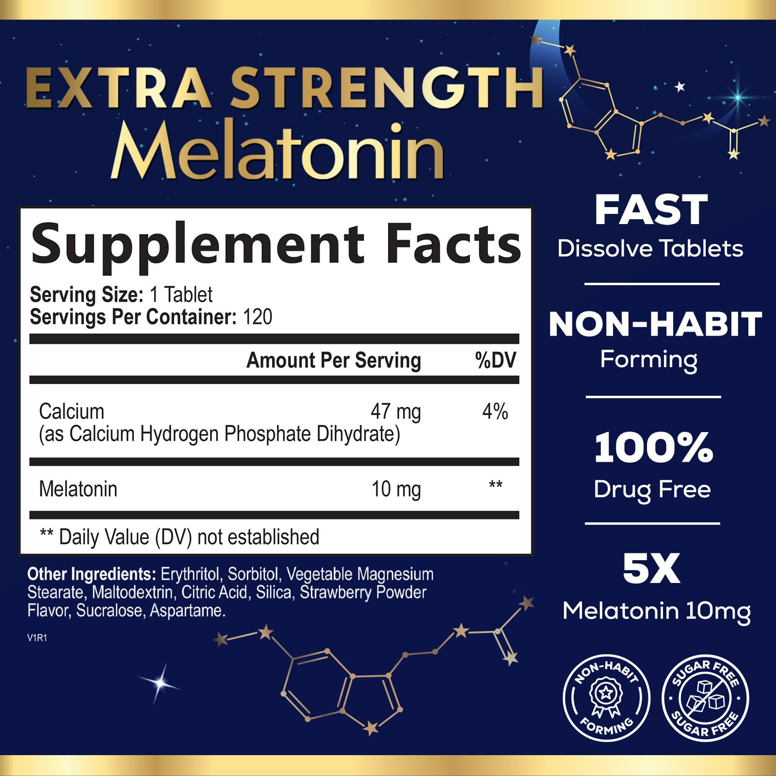Strawberry-flavored melatonin dissolving on tongue